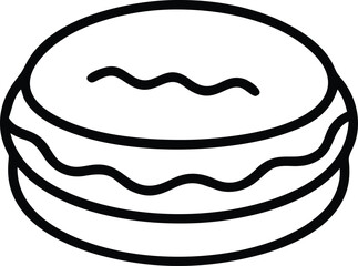 Layered Round Cake Dessert Icon Line Art Design