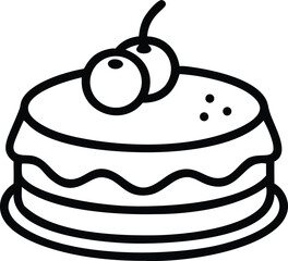 Line Art Icon of a Small Round Cake with Cream Topping