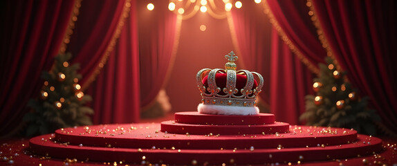 Majestic Prom King and Queen Crowning Ceremony: Regal Stage, Stunning Crowns, Bespoke Gowns - Leadership & Elegance in High-Res Imagery