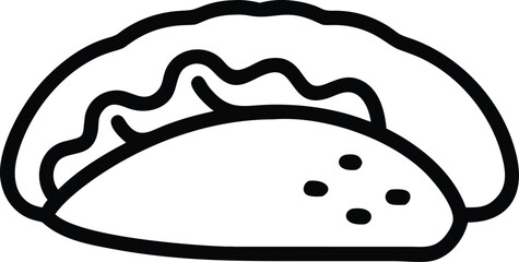 Line Art Icon of a Taco Curved Shell with Simple Design