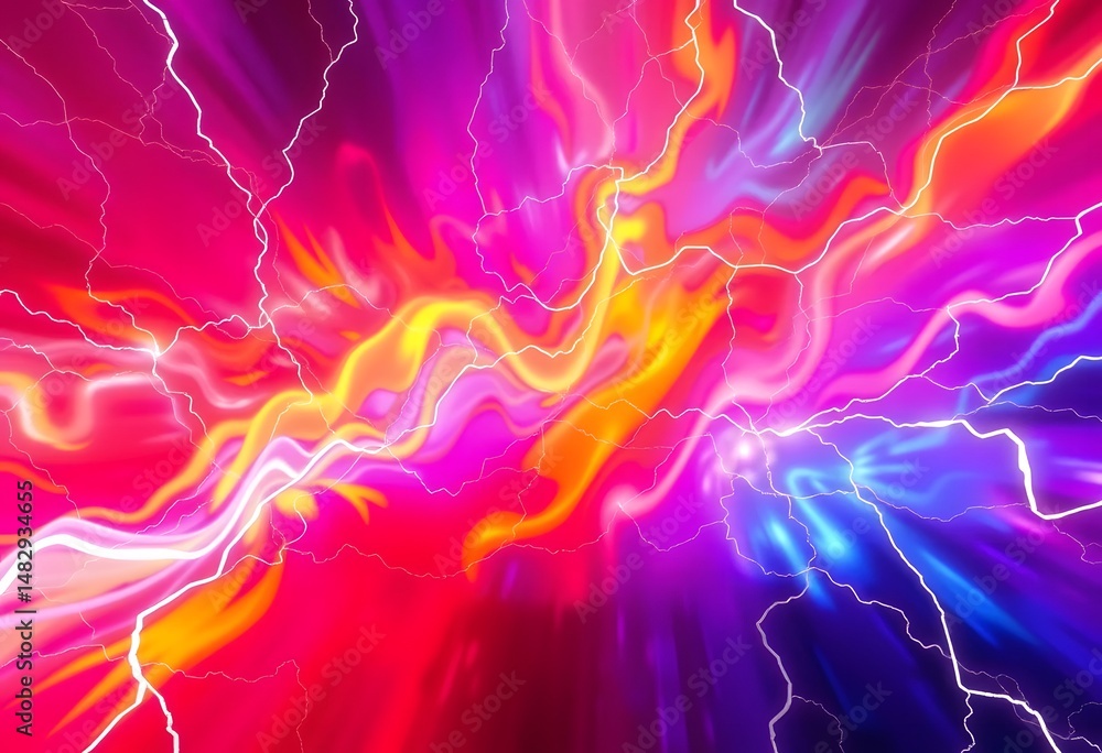 Poster bold abstract design, vibrant colors blend with electric gradients, a powerful statement. dynamic en