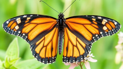 Naklejka premium Beautiful Monarch Butterfly Perched on Colorful Flower Petals