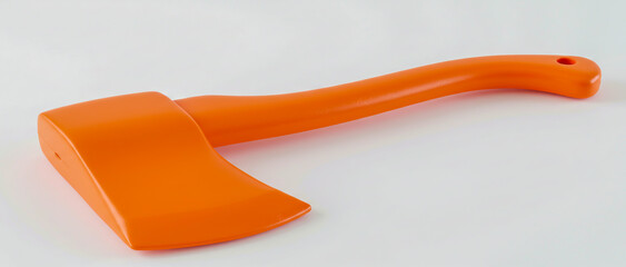 Bright orange axe with smooth surface isolated on a clean white background for illustration