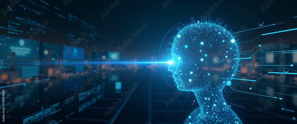 Poster futuristic ai automation wallpaper: minimalist digital visuals showcasing instantaneous algorithmic 