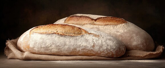 Freshly baked loaves of artisanal bread
