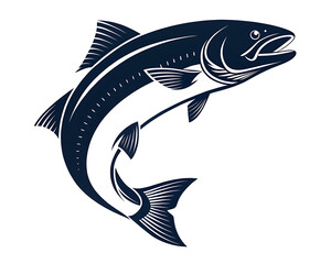 Fototapeta premium The Salmon silhouette vector illustration, logo type silhouette is simple and elegant.