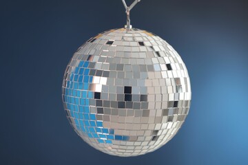 Shiny disco ball on blue gradient background