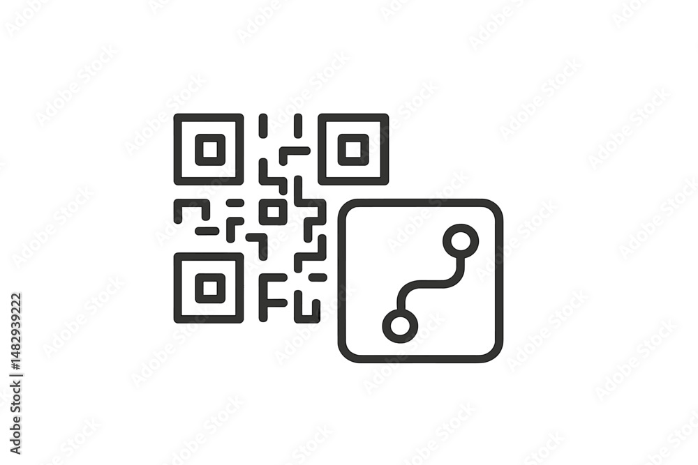 Poster unique qr code design featuring abstract patterns and a digital connection motif in a modern style