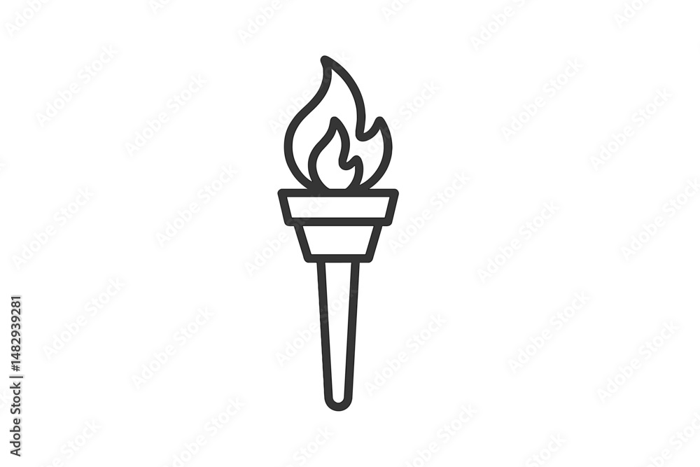 Poster torch with flames symbolizing light and knowledge during a ceremonial event in a historical setting
