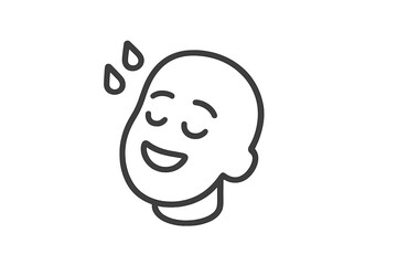 Happy face with sweat drops showing relief during a warm day