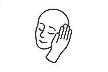 Person showing a hand sign of soothing gesture, conveying calmness in a minimalist style illustration