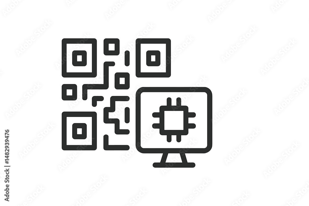 Poster digital qr codes displayed on a computer screen showcasing modern technology trends in information s