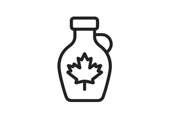Maple syrup bottle with a leaf design representing Canadian tradition and flavors in a minimalist style