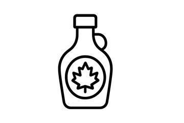 Maple syrup bottle with a leaf design, showcasing a sweet syrup ideal for pancakes and waffles