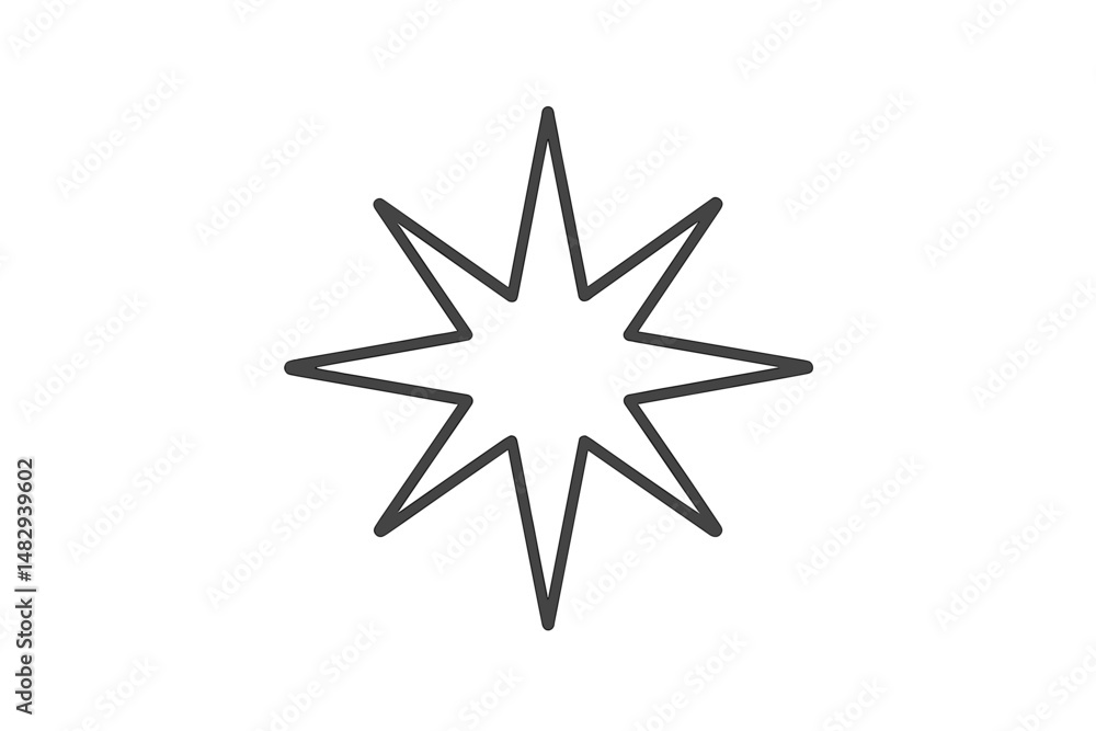 Poster geometric star shape designed with sharp points and clean lines suitable for various creative applic
