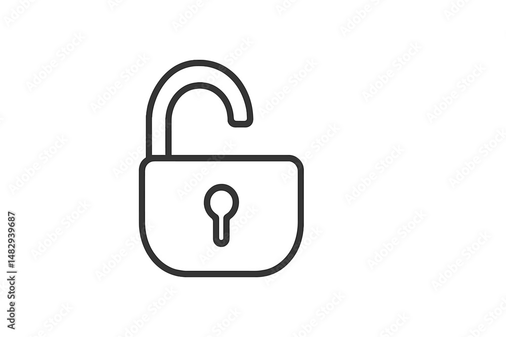 Poster unlocking security with a simple padlock symbol representing access and freedom in a digital world