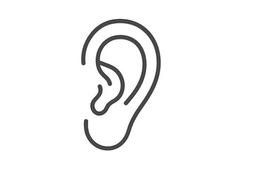 Fototapeta premium Ear illustration representing the sense of hearing and auditory functions in a simple line design