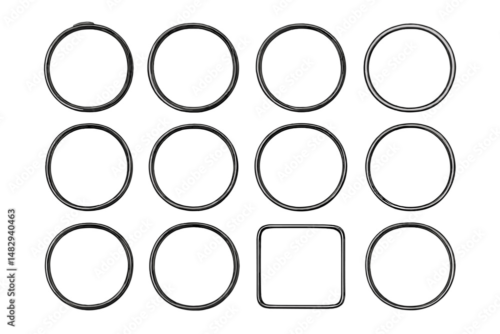 Poster design variations of circular shapes organized in a grid pattern on a clean background for creative 