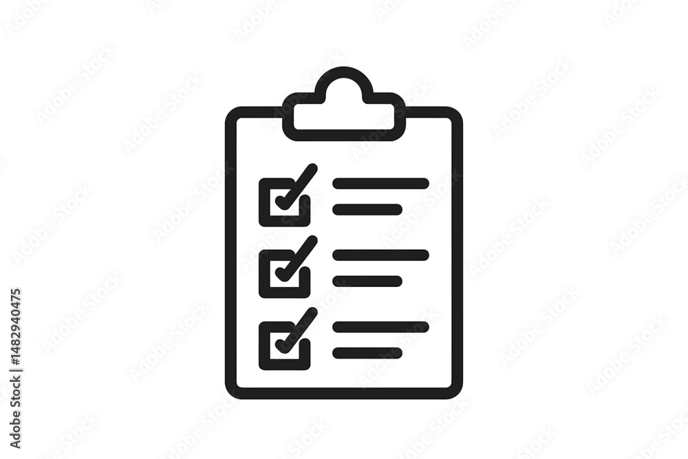 Poster checklist on clipboard for task management and organization in a workspace setting