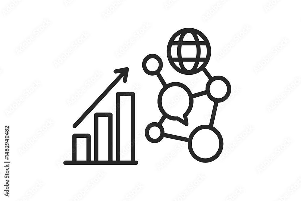 Poster exploring data analytics and communication networks in modern business strategies