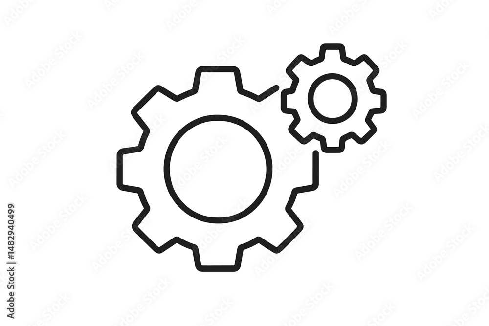 Poster gears in motion illustrating mechanical engineering concept with detailed design elements and precis