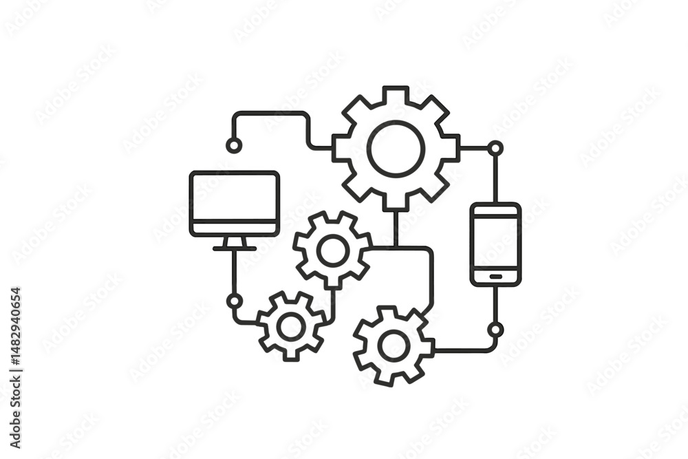 Poster technology integration using gears to connect computer and mobile devices for efficient workflows an