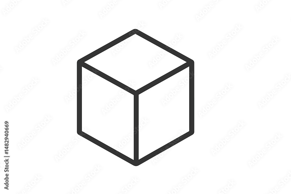 Poster simple geometric outline of a cube created with clean lines on a white background ideal for design p