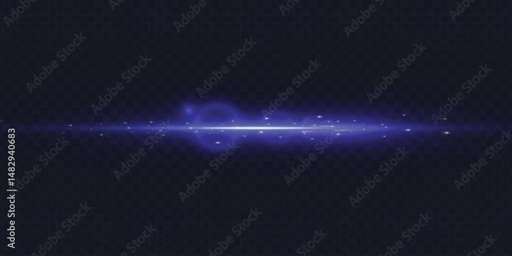 Aufkleber blue glowing lens flare burst with radial rays and subtle glow on dark space background. suitable fo