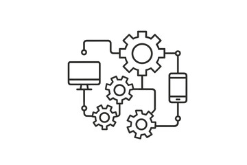 Technology integration using gears to connect computer and mobile devices for efficient workflows and automation