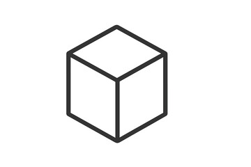 Simple geometric outline of a cube created with clean lines on a white background ideal for design projects