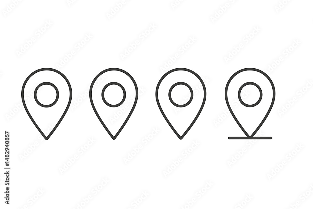 Poster symbolic representation of location markers showing different stages of engagement in navigation and