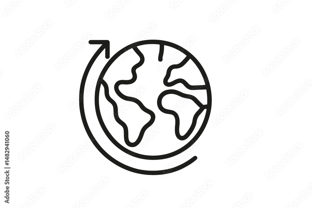Poster circle representing movement around the earth with arrows indicating direction and connectivity in a