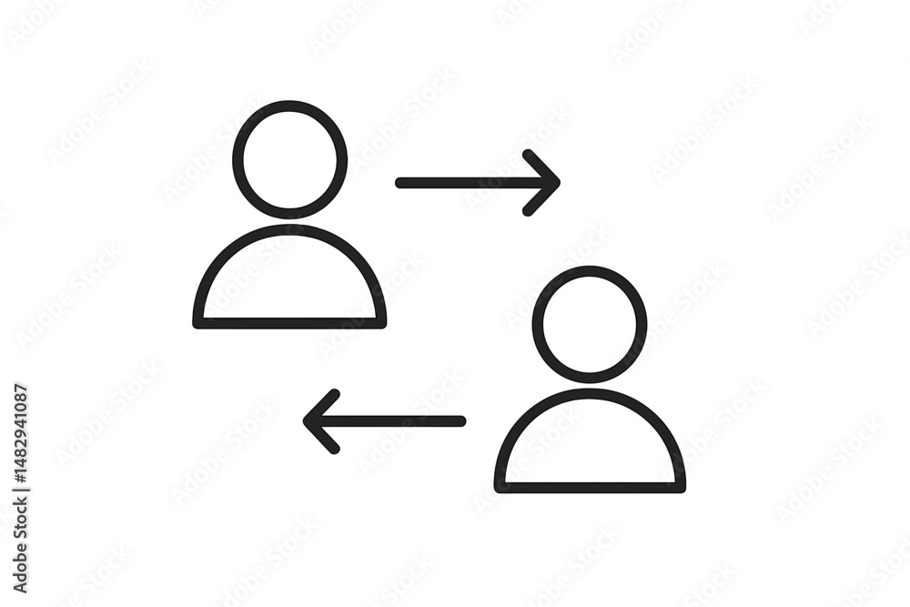 Poster two figures exchanging ideas or information in a simple graphic representation of communication and 
