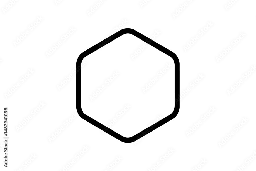 Poster hexagonal shape outline on a clean white background representing geometry and design concepts
