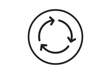 Symbol representing a continuous cycle with arrows indicating movement and rotation in a simple and minimalist style