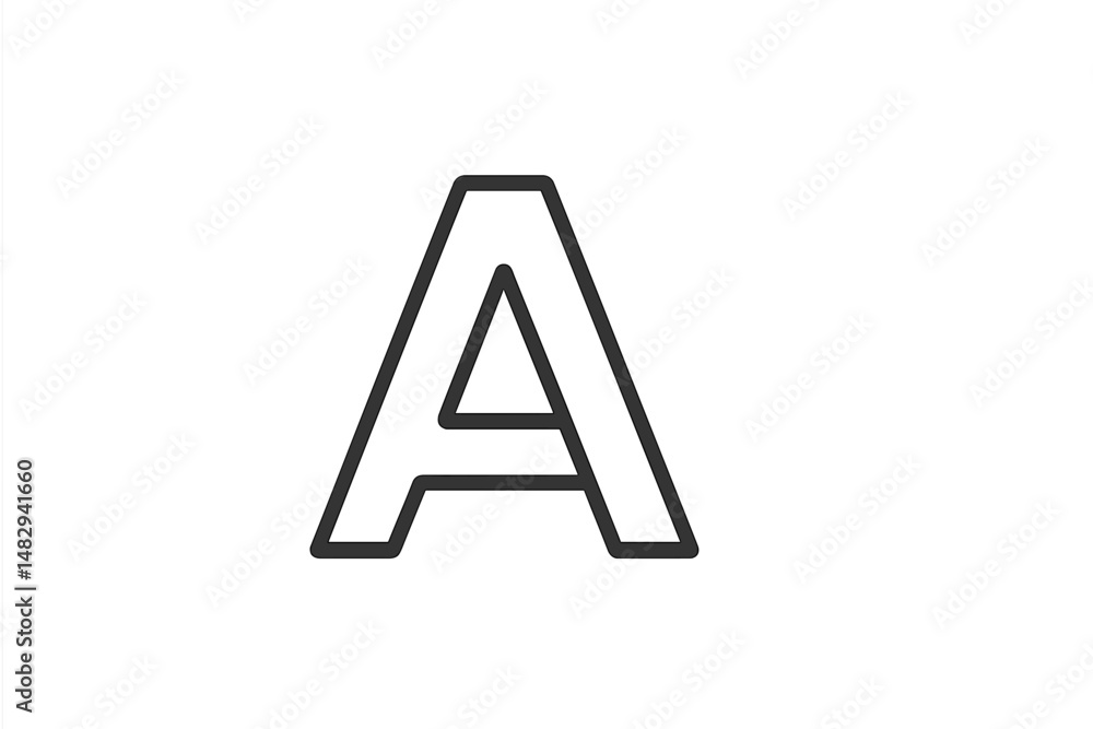 Poster bold letter a displayed in a minimalistic design emphasizing its geometric shape and lines on a plai