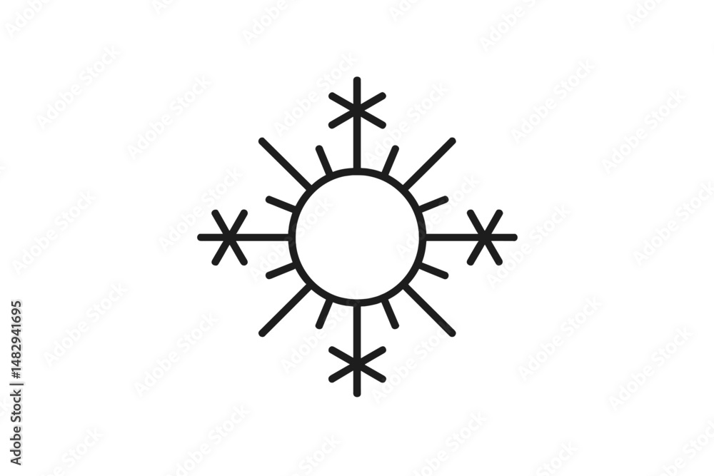 Poster unique snowflake design with intricate patterns and smooth lines for winter-themed decoration and de