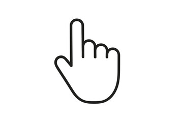Hand gesture signaling a warning or attention in black outline on a white background