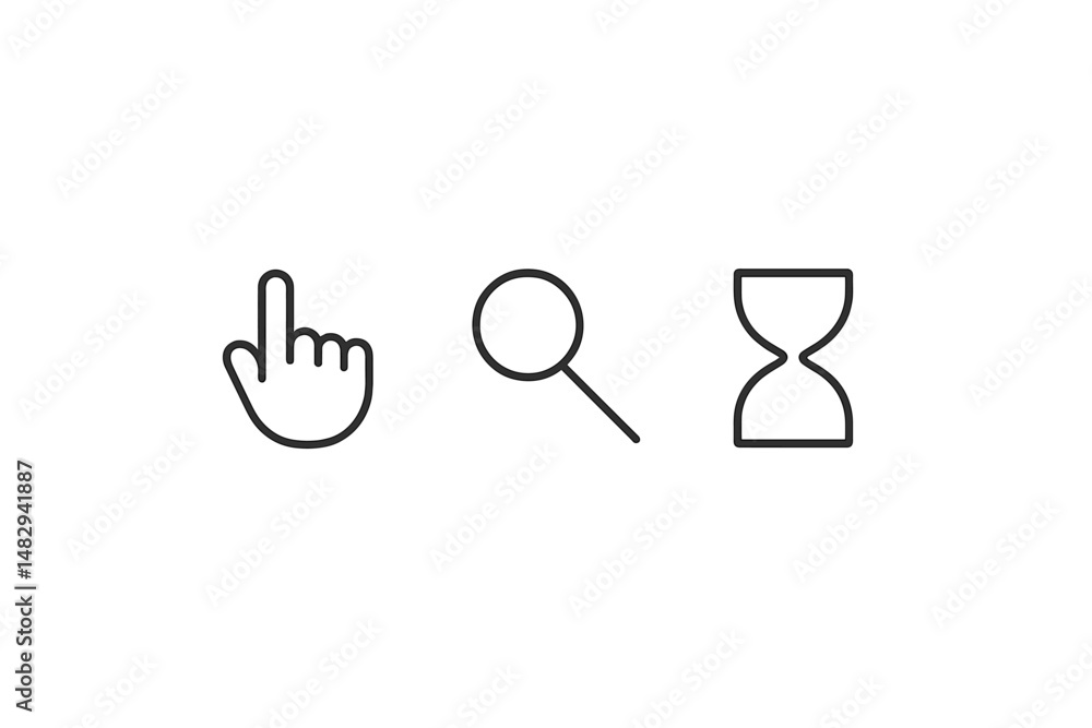 Poster symbols representing user interface elements in digital design for guidance and interaction support