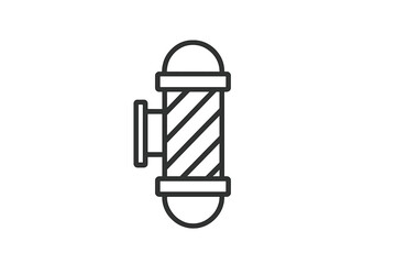 Vintage barber pole with red, white, and blue stripes, representing traditional barber shop culture in a modern setting