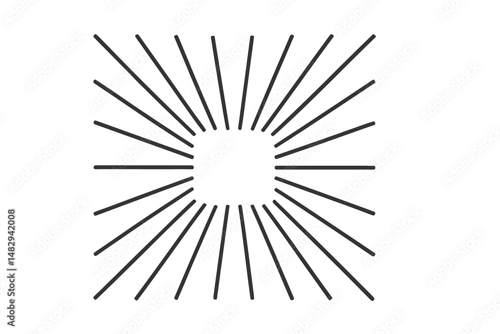 Poster geometric pattern of lines radiating from a central square in a minimalist design showcasing symmetr
