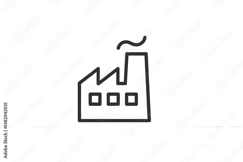Poster industrial building with smokestack in a minimalist design showcasing modern architecture and manufa
