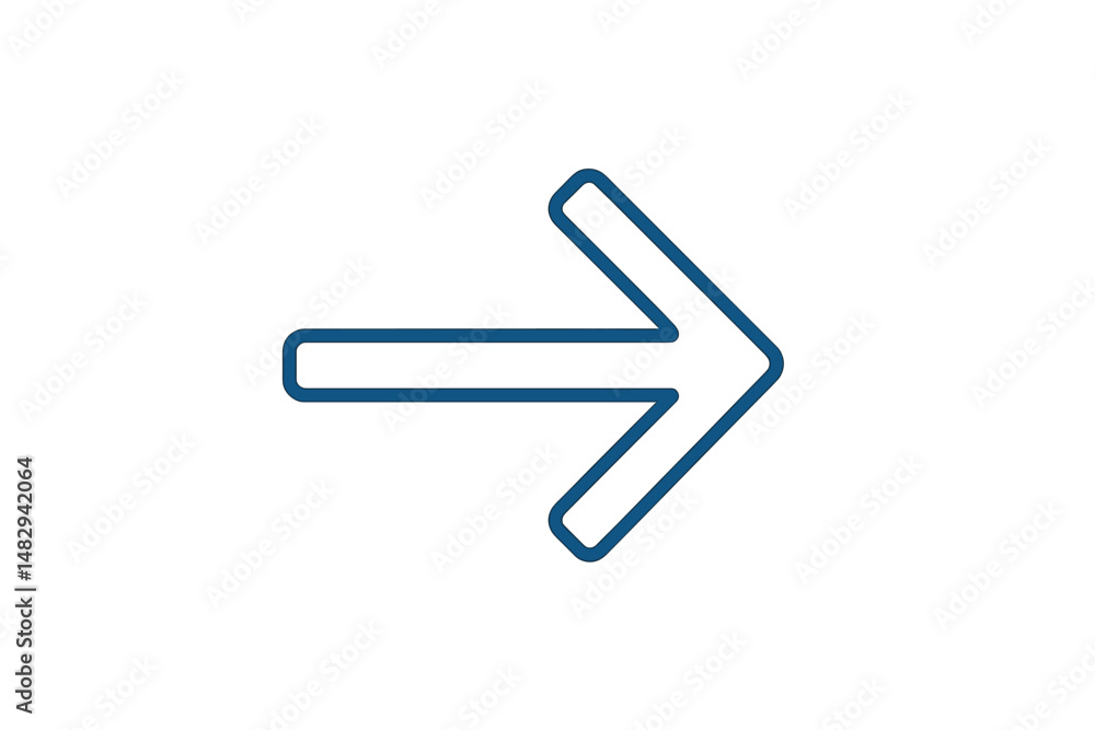 Poster arrow symbol pointing right in a minimalist design for directional guidance in various applications