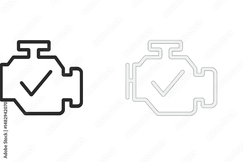 Poster engine warning light icon in two styles representing vehicle maintenance needs and diagnostics