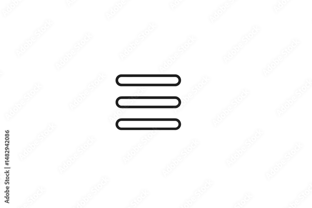 Poster simple black line art representation of a hamburger menu icon for navigation on websites and apps