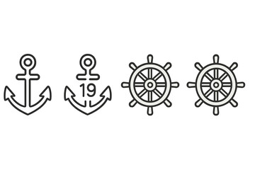 Nautical designs featuring anchors and ship wheels suitable for maritime-themed decorations