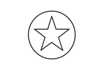 Simple black outline of a five-pointed star within a circle on a white background, ideal for graphic design or logo use