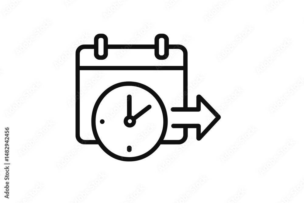 Poster calendar with clock icon indicating the concept of scheduling and planning time efficiently