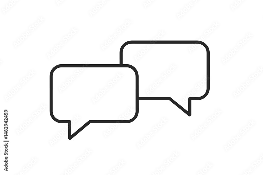 Poster two speech bubbles symbolize conversation and communication in a simple design suitable for social m
