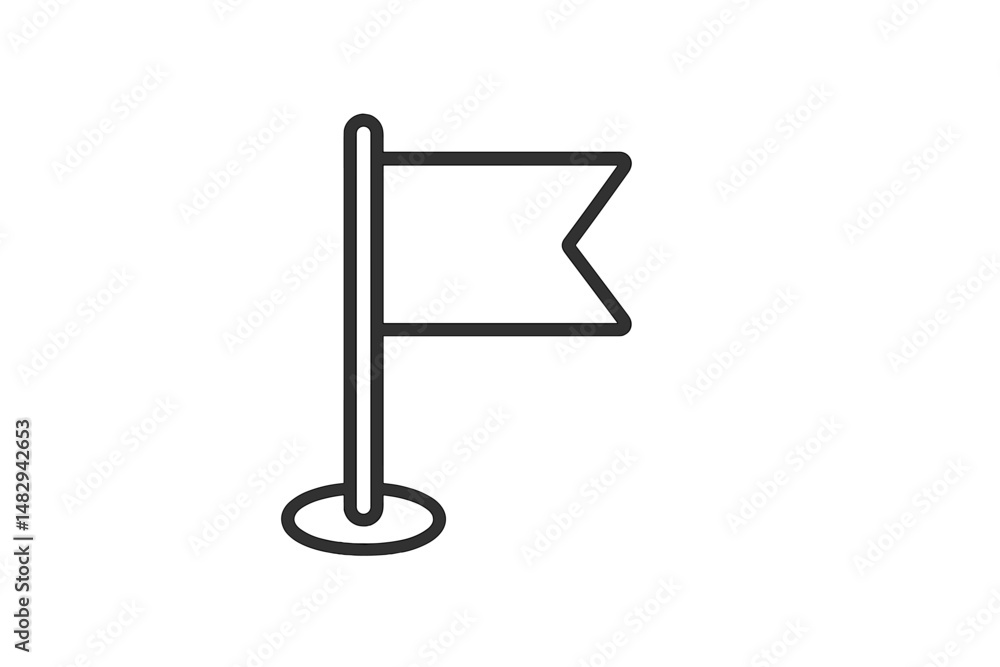 Poster simple flag design on a pole in a minimalist style, suitable for various uses and contexts, emphasiz